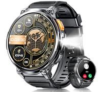 Foxhawk Military Smart Watch for Men with LED Flashlight 1.85” Rugged Smart Watch 730mAh Battery 114 Sports Modes Fitness Watch Heart Rate Sleep Tracker Tactical Smartwatch for iOS Android