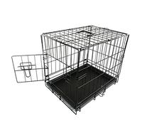 FoxHunter 18" 18 Inch Pet Dog Puppy Cat Training Cage Crate Carrier Metal Folding With ONE Door and Tray XSmall Black New