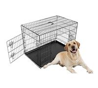 FoxHunter 36" 36 Inch Pet Dog Puppy Cat Training Cage Crate Carrier Metal Folding With TWO Doors and Tray Large Black New FH-PT04