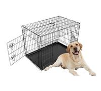 Foxhunter 36" Folding Pet Dog Puppy Metal Training Cage Crate Carrier Large Black 2 Doors