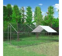 Foxhunter Chicken Run Cage Walk In Coop Poultry Hen Rabbit Kennel Hutch Metal 3X6X2M