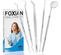 FOXIAN Professional 5 Pcs Oral Plaque Remover for Teeth Stainless Steel Tooth Picks Tartar Cleaner for Teeth Whitening & Oral Care Kit for Men Women Pets (5 Pcs)