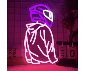 Foxiden Motorcyclist Neon Signs for Wall Decor,Dimmable Cool Motorcycle Helmet Neon Sign,Usb Powered Business Garage Neon Light for Man Cave Auto Repair Shop Birthday Gifts(8.6 * 14.9in)