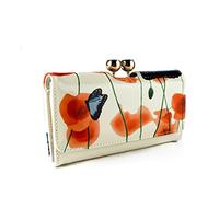 FoxLady Women's Shinny Waterproof Butterfly Print Purse Card Holder Wallet (Ivory)