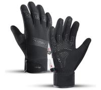 FOXLVDA 10℉ Winter Warm Gloves Mens Wome - Windproof Waterproof Thermal, Non-Slip Palm Grip with Touchscreen Fingers for Cold Weather Running Cycling Driving Hiking Golf Snow Ski Sports (Black, Small)