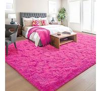 Foxmas Soft Area Rug for Living Room 20 x 3 Meters, Large Soft Washable Rugs for Bedroom Thick Fuzzy Rug with Non-Slip Bottom for Kids Girls Dorm Modern Home Decor, Hot Pink