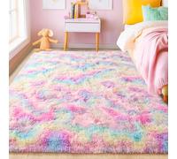 Foxmas Soft Fluffy Area Rugs for Bedroom Kids Room Plush Shaggy Nursery Rug Furry Throw Carpets for Boys Girls, College Dorm Fuzzy Rugs Living Room Home Decorate Rug, 4ft x 6ft, Rainbow