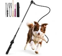 FOXMM Interactive Flirt Pole for Dogs Heavy Duty, 45-53 Inch Lasting Rope Chew Toy, Tug of War, Agility Training Tools, Dental Care & Outdoor Chase Toys for Puppy Small Medium Large Dog Enrichment toy