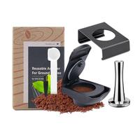 FOXNSK Reusable Coffee Capsule Adapter, Refillable Coffee Capsule Adapter Coffee Capsules Converter for Dolce Gusto edgLUMIO DG325 Machine with 41mm Coffee Tamper and Adapter Bracket