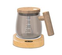 FOXNSK Self Stirring Mug, 400ML Electric Mixing Mug - High Borosilicate Glass - Constant 55°C Temperature Coaster - Suitable for Coffee, Milk, Egg