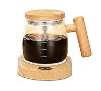 FOXNSK Self Stirring Mug, 400ML Self Stirring Coffee Mug Electric Mixing Mug High Borosilicate Glass Mixing Coffee Mug with 55° Constant Temperature Coaster Suitable for Coffee/Milk/Protein Powder