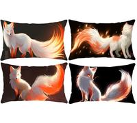 Foxs Animals Pillow Covers 12x20 Inch Set of 4, Lumbar Cushion Covers, Modern Print Linen Decorative Rectangle Throw Pillow Cover Outdoor Farmhouse Pillowcases for Home Couch Sofa Bed Decoration i-326