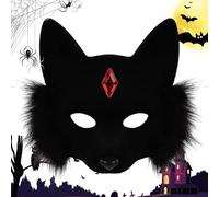 Foxs-Cat Half Face Veil,Halloween Cosplay Costume,Faux Fur-Animals With Faux Fur-Trim Realistic Ladies Sexy Cat Face Cover For Masquerade Carnival Party Props