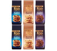 Fox's Cookies Bundle 6 x 180g - 2 x milk chocolate, 2 x triple chocolate, 2 x white chocolate. Compatible with Fox's Fabulous cookies 6 x 180g.