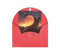 Fox's Dawn patterned Red party invitation, vertical greeting card, suitable for anniversary