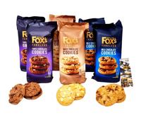 Fox's Fabulous cookies 6 x 180g - 2 x milk chocolate, 2 x triple chocolate, 2 x white chocolate. Biscuits for Special Occasions, to share with friends and family.