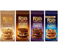 Fox's Fabulous cookies, Four Luxury Flavours of Milk, Triple, Half-Coated & White Chocolate Biscuits for special Occasions, Supreme Gift to share with friends and Family ((4 Mix Flavours))