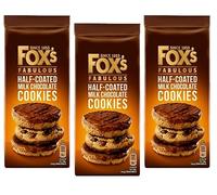 Fox's Fabulous Half Coated Milk Chocolate Cookies 175g | Chocolate Biscuits | Chocolate Chunky Cookies | Chocolate Coated Bread | Available for Hampers and Gifts on all Occassions (Pack of 3)