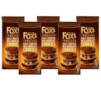 Fox's Fabulous Half Coated Milk Chocolate Cookies 175g | Chocolate Biscuits | Chocolate Chunky Cookies | Chocolate Coated Bread | Available for Hampers and Gifts on all Occassions (Pack of 5)