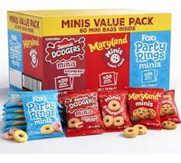 Fox's Minis Biscuit Variety Value Pack, Jammie Dodgers Raspberry, Maryland Choc Chip & Party Rings, 60 Individually Wrapped Bags