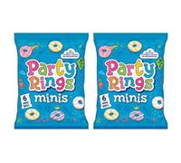 Fox's Party Rings Minis, Iced Shortcake Ring Biscuits, 6 Mini Bags, No Artificial Flavours or Colours, Vegetarian, 21g Each,Pack Of 2