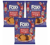 Fox's Wheres My Elf Biscuits 100g x 3, Christmas Chocolate Covered Elf Cookies Multipack, Stocking Filler Sweet Gift with Welari Thank You Card | (3pack)