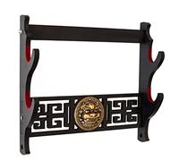 FOXSMZZ Kylin Sword Wall Mount Sword Holder Velvet Padded Display Stand Padded Katana (2-Tier)