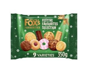 Foxs's Favourites Festive Favourites Selection Biscuits 350g - Assorted Chocolate, Cream, Jam Filled, Iced & Plain Biscuits - 9 Varieties - Mixed Biscuit Selection for Sharing