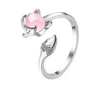 FoxStacking for Women FoxRing Girl Ring Animal Adversity in Wisdom Jewelry Cute Rings Jewelry Alt (Silver, One Size)