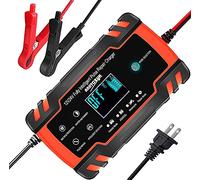 FOXSUR Automatic Smart Battery Charger/Maintainer 12V/24V 8Amp Pulse Repair Charger with LCD Display for Golf Cart Motorcycle Car Marine Truck Yacht Mower, Auto-Voltage Detection, Touch Charging Mode