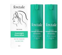 Foxtale Overnight Glow Mask, Overnight Glow Mask, 4% Glycolic Acid, 3% Lactic Acid, Reduces Blackheads, Whiteheads, 30 Second Salon like Brightening Facial for Glowing Skin, Men & Women, 30ml(2pcs)