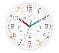 Foxtop Kids Learning Wall Clock Silent Battery Operated-Milky white 8"