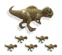 foxwake Adorable Dinosaur Cabinet Knobs, 6Pcs 2.3 * 1.4" Antique Bronze Drawer Pull, Cute Vintage Animal Handles for Kids/Nursery Dresser Closet Cupboard Wardrobe Bathroom(Zinc Alloy)