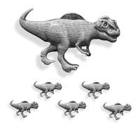 foxwake Adorable Dinosaur Cabinet Knobs, 6Pcs 2.3 * 1.4" Antique Silver Drawer Pull, Cute Vintage Animal Handles for Kids/Nursery Dresser Closet Cupboard Wardrobe Bathroom(Zinc Alloy)