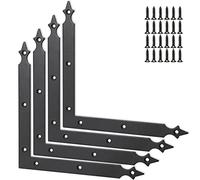 Foxwake Barn Door Decorative Corner Bracket, 7.7 in Matte Black Rustic L Brackets Sliding Door Hardware Decorator for Garage Farmhouse Mirrors Frame Garden Gate(4 Pcs with Screw)