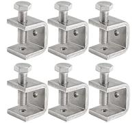 Foxwake Mini C Clamps Stainless Steel 0.83 Inch for Working, Heavy Duty Small U Clamps for Metal Mounting, Universal Desk Clamp with Stable Wide Jaw Opening /I-Beam Design (6pcs)