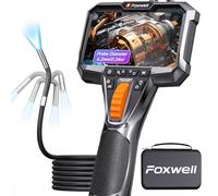 FOXWELL 220° Two-Way Articulating Endoscope Inspection Camera, 6.2mm Endoscope Camera with Light, 1920P HD, IP67 Waterproof, 1.6M Flexible Snake Borescope for Automotive Engine Pipe Home Inspection