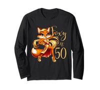 Foxy At 50, 50th Birthday Fun Fifty Golden Years Gold Womens Long Sleeve T-Shirt