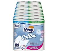 Foxy Cotton, 5 Ply Toilet Paper, 56 Rolls, 120 Tears per Roll, Extra Large Sheets with Real Cotton Fibers, 100% FSC Certified Paper, 100% Recyclable Pack