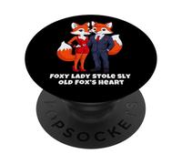 Foxy Lady Stole Sly Old Fox's Heart, Funny Foxes Valentine PopSockets Adhesive PopGrip