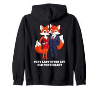 Foxy Lady Stole Sly Old Fox's Heart, Funny Foxes Valentine Zip Hoodie