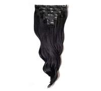 Foxy Locks Elegant Seamless Clip In 100% Human Remy Hair Extensions - Various Lengths and Colours (20", Jet Black (#1))
