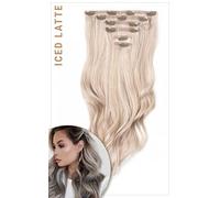 Foxy Locks Iced Latte â€“ Deluxe 18" Silk Seamless Clip In Human Hair Extensions 180g