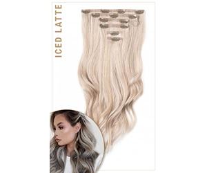 Foxy Locks Iced Latte â€“ Deluxe 18" Silk Seamless Clip In Human Hair Extensions 180g