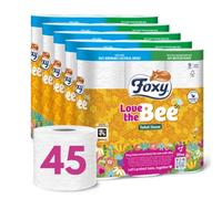 Foxy Love The Bee 2 Ply Toilet Roll (45 Rolls) | 170 Sheets Per Roll | Pure Cellulose | Clinicallt Tested | Absorbent & Resistant | Honey Core Scented
