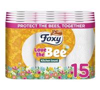 Foxy Love The Bee Kitchen Roll (Pack of 15) - Absorbent Kitchen Towels with Vortex Embossing - Supports Pollinator Protection - Food Safe & Microwave Friendly - FSC® Certified