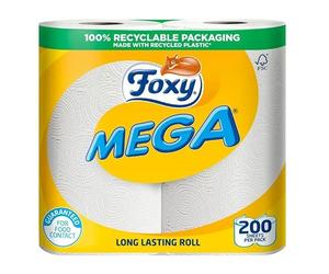 Foxy Mega Kitchen Roll (Pack of 2) (One Size) (White)