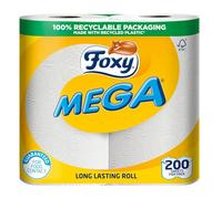 Foxy Mega Kitchen Towel, 2-Ply, Vortex Embossed, High Absorbent, Roll with Sheets, 100 Sheets per Roll, Twin Pack