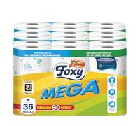Foxy Mega | Toilet Paper 36 Rolls | 480 Tears | Decorated | 100% Renewable Electricity | Recycled Plastic Packaging