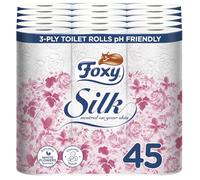 Foxy Silk pH Neutral Toilet Paper (Pack of 45) - Ultra Soft Toilet Rolls - Kind to Delicate Skin, White Flower Scent & Rose Embossing - Premium 3-Ply Sheets (125 x 104mm, 175 Per Roll) -FSC® Certified